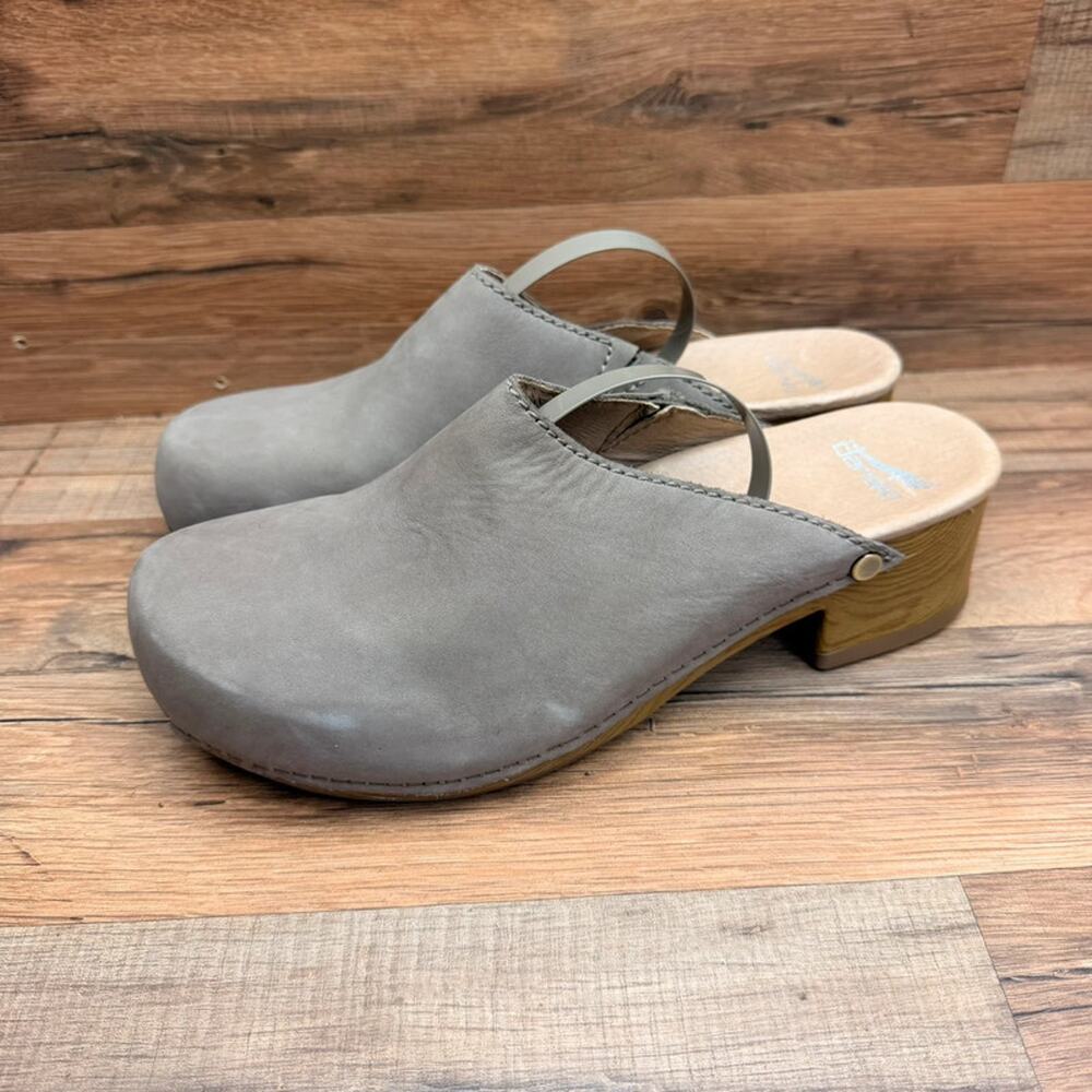 Dansko Giulia Size 11.5-12 42 Leather gray  Heel Mule Clog Heels shoes